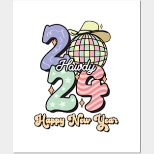 Howdy Happy New Year 2024 Groovy Posters and Art